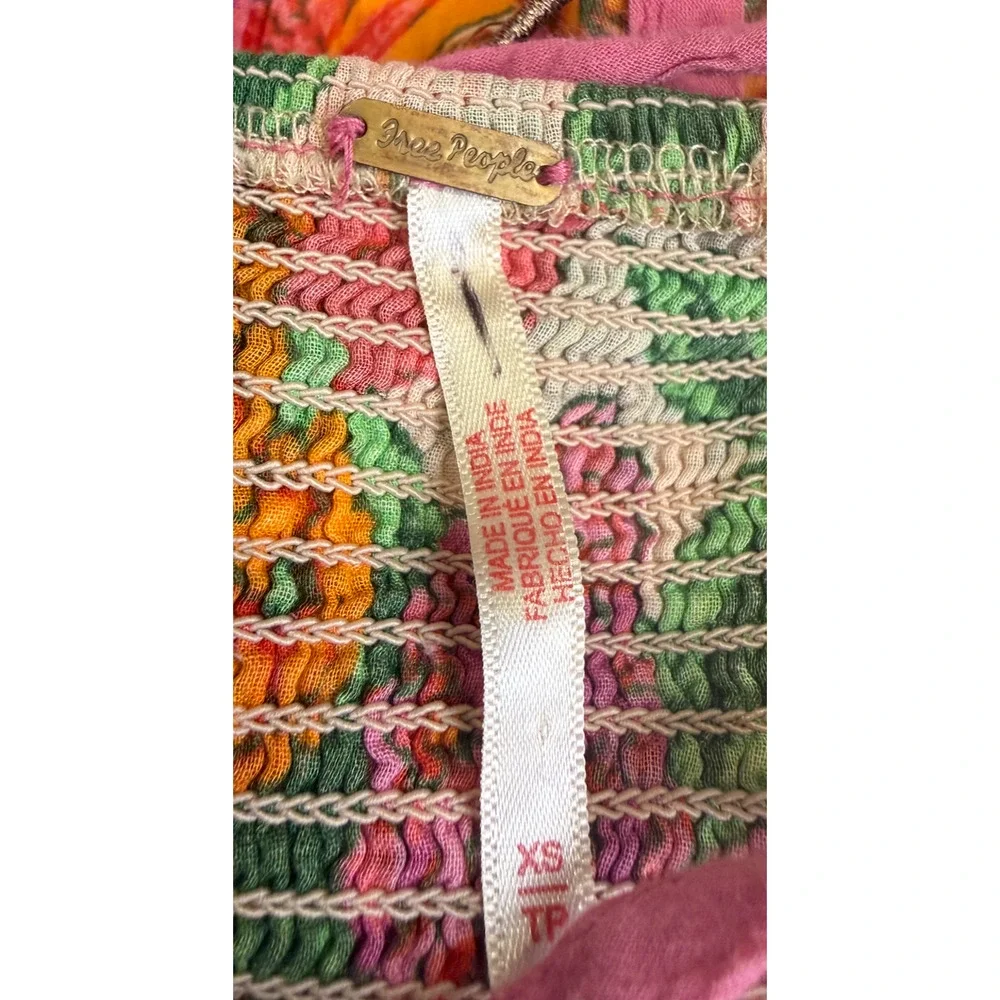 FREE PEOPLE PINK FLORAL DREAM WEAVER BOHO MAXI DRESS SZ XS